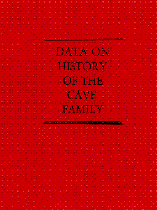 Cover image for Data on the History of the Cave Family